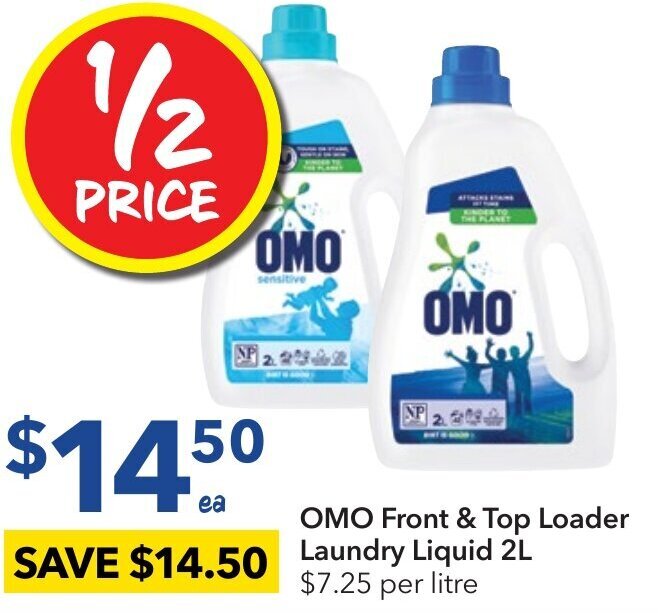 OMO Front & Top Loader Laundry Liquid 2L offer at Ritchies
