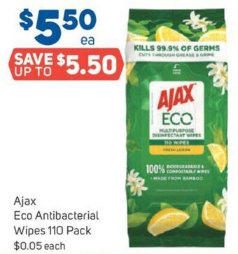 Foodland Ajax Eco Antibacterial Wipes 110 Pack offer