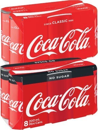 Coles Coca-Cola, Fanta or Sprite Mini Soft Drink 8x200mL offer