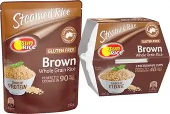 Coles Sunrice Steamed Rice Microwave Cup 2 Pack or 90 Second Pouch 240g-250g offer
