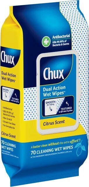 Coles Chux Antibacterial Dual Action Wet Wipes 70 Pack offer