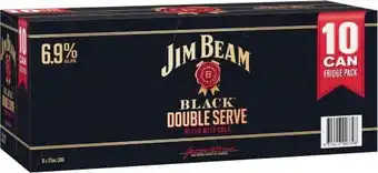 Coles NEW Jim Beam Black Double Serve 6.9% Cans 10x375mL offer