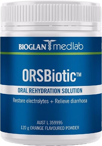 Medlab orsbiotic oral rehydration solution orange 100g
