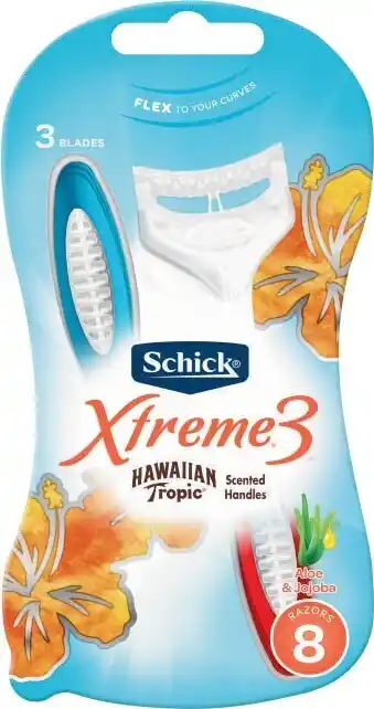 Coles Schick Xtreme 3 Hawaiian Tropic Disposable Razors 8 Pack offer