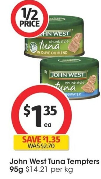 Coles John West Tuna Tempters 95g offer
