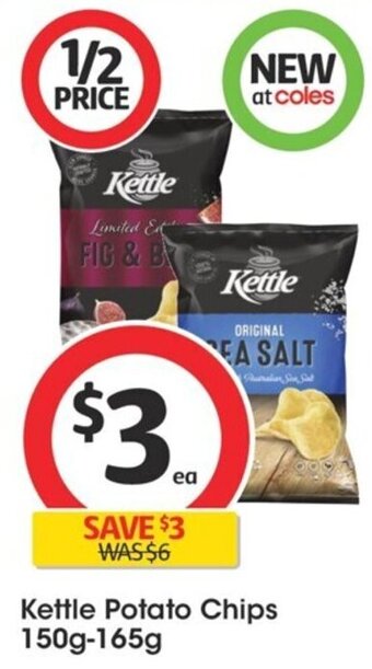 Coles Kettle Potato Chips 150g-165g offer