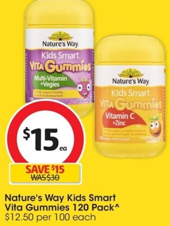 Coles Nature's Way Kids Smart Vita Gummies 120 Pack offer
