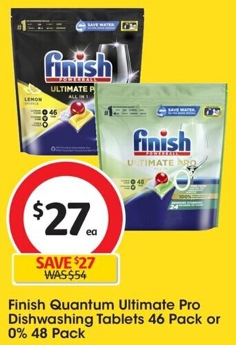 Coles Finish Quantum Ultimate Pro Dishwashing Tablets 46 Pack or 0% 48 Pack offer