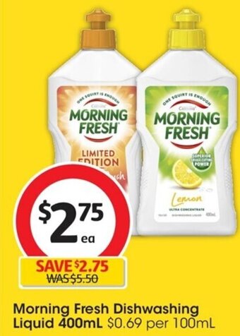 Coles Morning Fresh Dishwashing Liquid 400mL offer