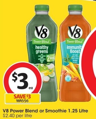 Coles V8 Power Blend or Smoothie 1.25 Litre offer