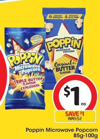 Coles Poppin Microwave Popcorn 85g-100g offer