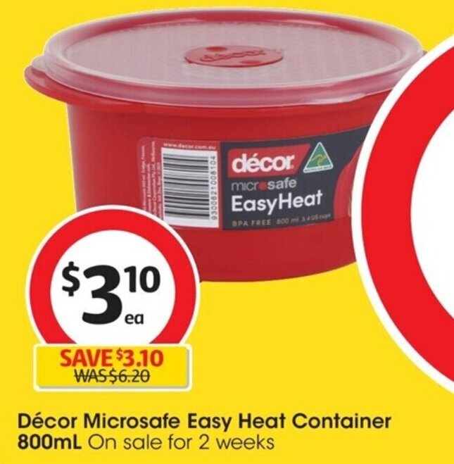 Décor Microsafe Easy Heat Container 800mL offer at Coles