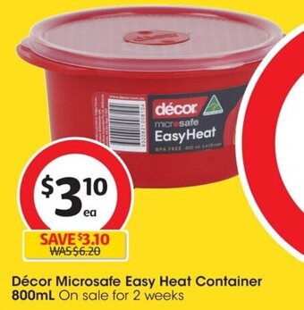 Coles Décor Microsafe Easy Heat Container 800mL offer