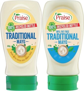 IGA Praise traditional mayo 365g or 99% fat free 410g offer