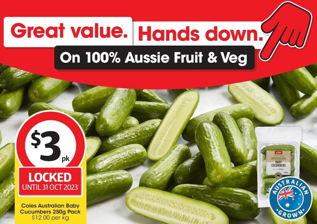 Coles Australian Baby Cucumbers 250g offer at Coles