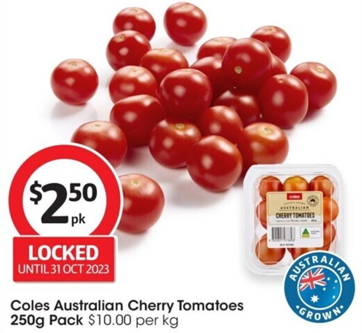 Coles Australian Cherry Tomatoes 250g Pack offer at Coles