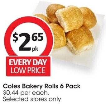 Coles Coles Bakery Rolls 6 Pack offer