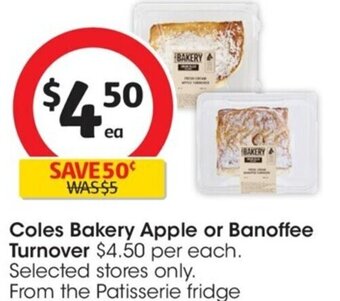 Coles Coles Bakery Apple or Banoffee Turnover offer