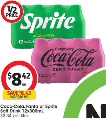 Coles Coca-Cola, Fanta or Sprite Soft Drink 12x300mL offer