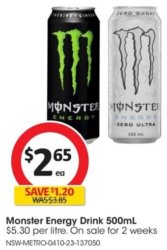 Coles Monster Energy Drink 500mL offer