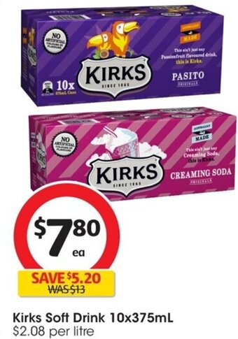 Coles Kirks Soft Drink 10x375mL offer