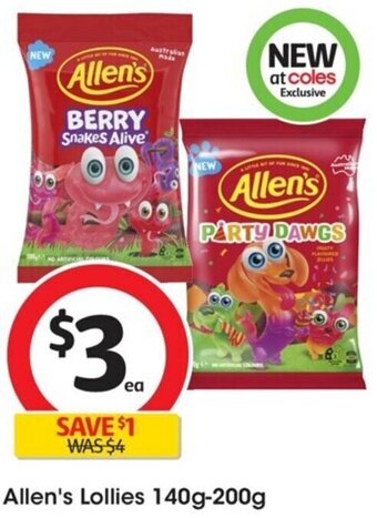 Coles Allen's Lollies 140g-200g offer