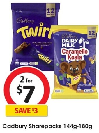 Coles Cadbury Sharepacks 144g-180g offer
