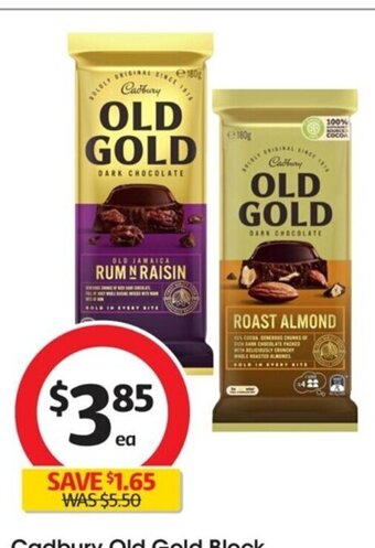 Coles Cadbury Old Gold Block Chocolate 170g-180g offer