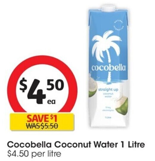 Cocobella Coconut Water 1 Litre offer at Coles
