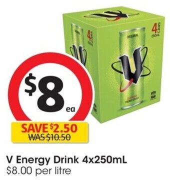 Coles V Energy Drink 4x250mL offer