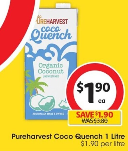 Pureharvest Coco Quench 1 Litre offer at Coles