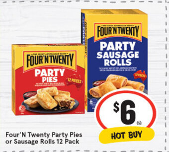 IGA Four 'N Twenty Party Pies or Sausage Rolls 12 Pack offer