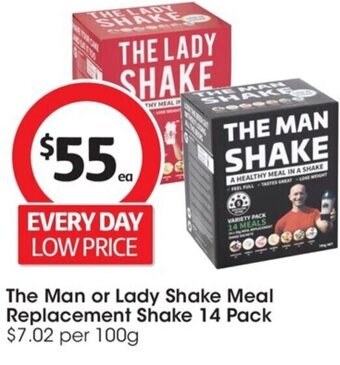 Coles The Man or Lady Shake Meal Replacement Shake 14 Pack offer