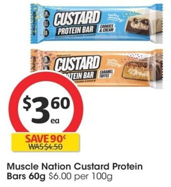 Coles Muscle Nation Custard Protein Bars 60g offer