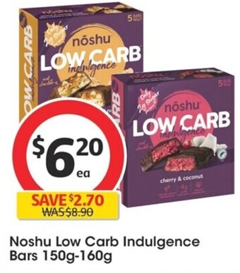 Coles NoshuLow Carb Indulgence Bars 150g-160g offer