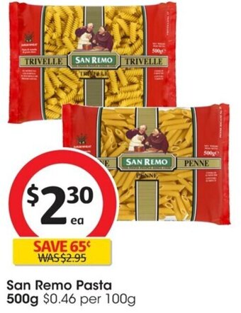 Coles San Remo Pasta 500g offer