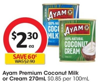 Coles Ayam Premium Coconut Milk or Cream 270mL offer