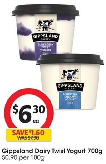 Coles Gippsland Dairy Twist Yogurt 700g offer