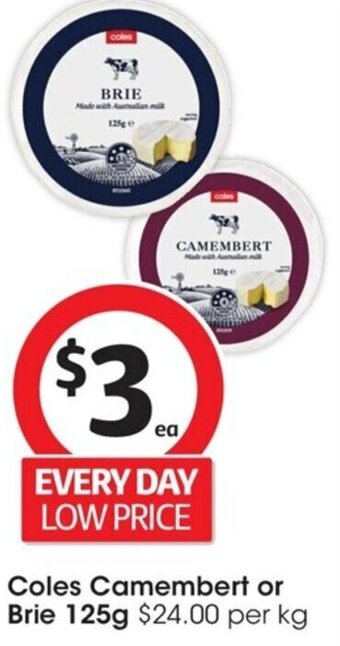 Coles Coles Camembert or Brie 125g offer