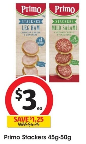 Coles Primo Stackers 45g-50g offer