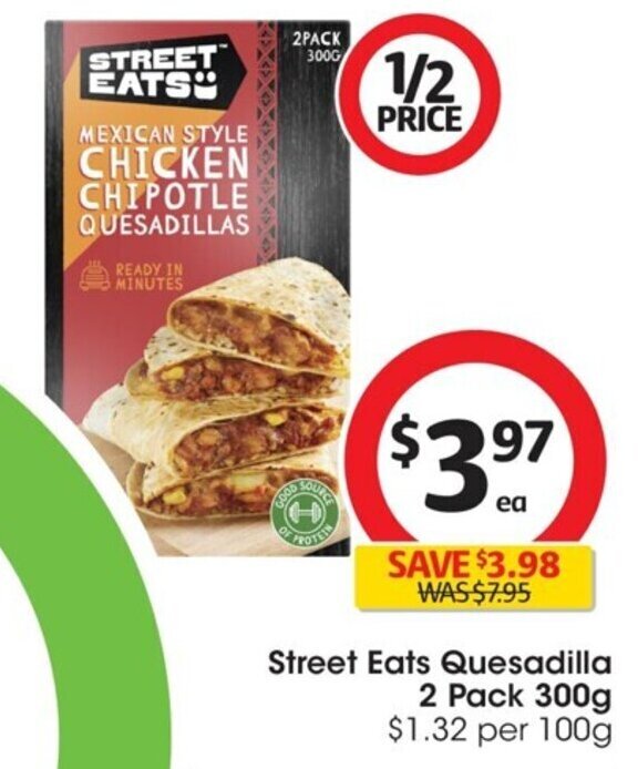 Street Eats Quesadilla 2 Pack 300g offer at Coles