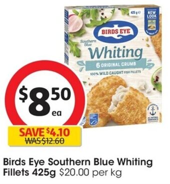 Coles Birds Eye Southern Blue Whiting Fillets 425g offer
