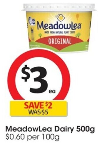 Coles MeadowLea Dairy 500g offer