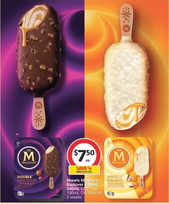 Coles Streets Magnum Sunlover 4 Pack 340ml offer