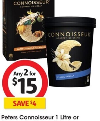 Coles Peters Connoisseur 1 Litre or Multipacks 360mL-456mL offer