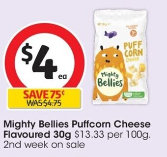 Coles Mighty Bellies Puffcorn Cheese Flavoured 30g offer