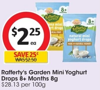 Coles Rafferty's Garden Mini Yoghurt Drops 8+ Months 8g offer
