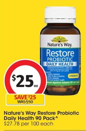 Coles Nature's Way Restore Probiotic Daily Health 90 Pack offer