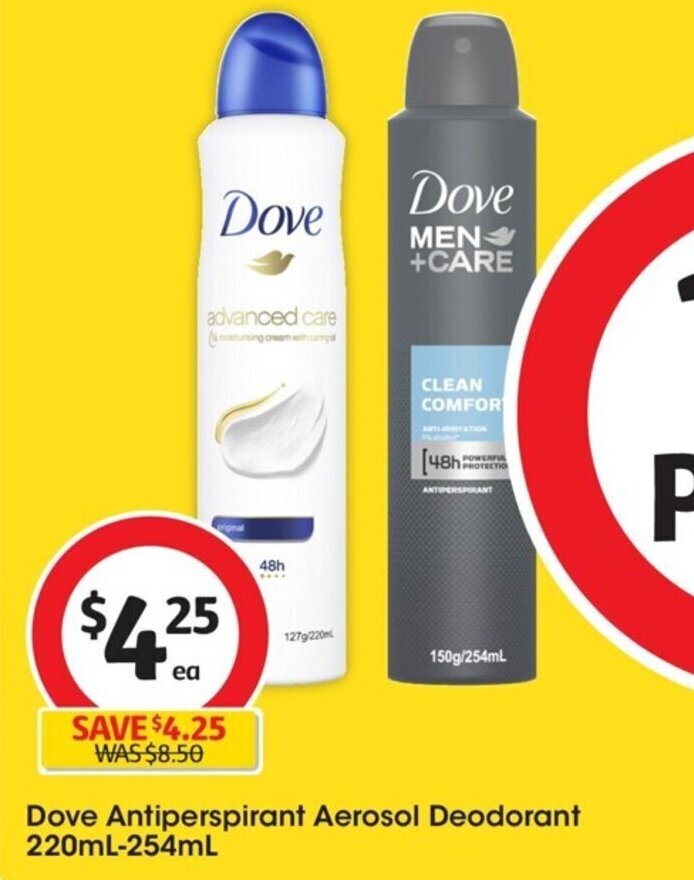 Dove Antiperspirant Aerosol Deodorant 220mL254mL offer at Coles