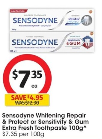 Coles Sensodyne Whitening Repair & Protect or Sensitivity & Gum Extra Fresh Toothpaste 100g offer